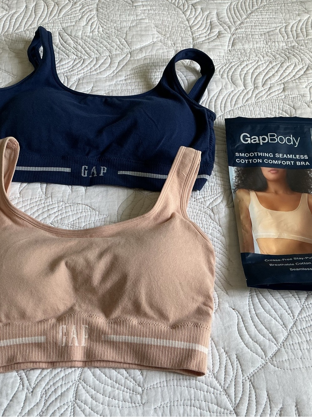 GAP Seamless Cotton Comfort Bras in Navy and Nude